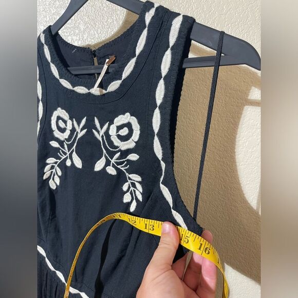 Free People Black and White Embroidered Sleeveless Mini Dress - Picture 7 of 8